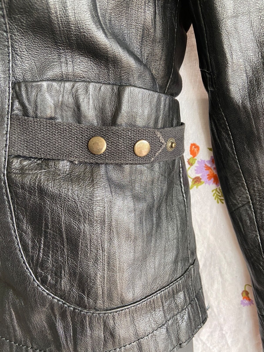 Vero Moda Nela Leather Blazer Sz M - Clasp Front - Moto Jacket Mod Lining Biker View 3