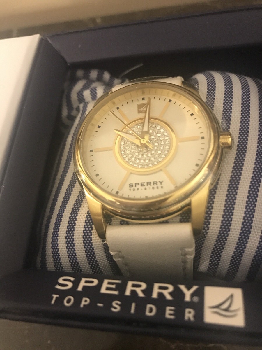 NEW SPERRY Top-Sider Quartz Watch Womens Crystal & Gold Ship  display picture 2