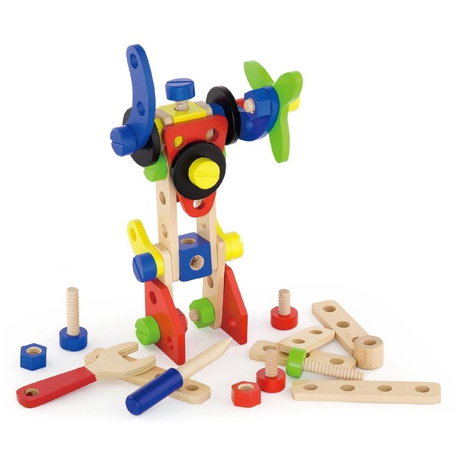 Childrens Wooden Model Making Construction Building Set Kids Wood