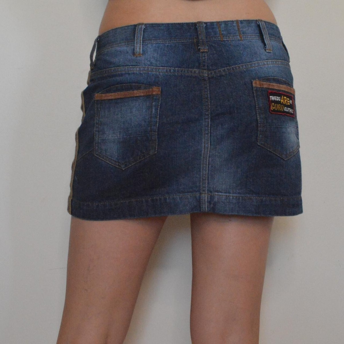 Y2k 00s 2000 vintage Guru mini denim skirt with brown