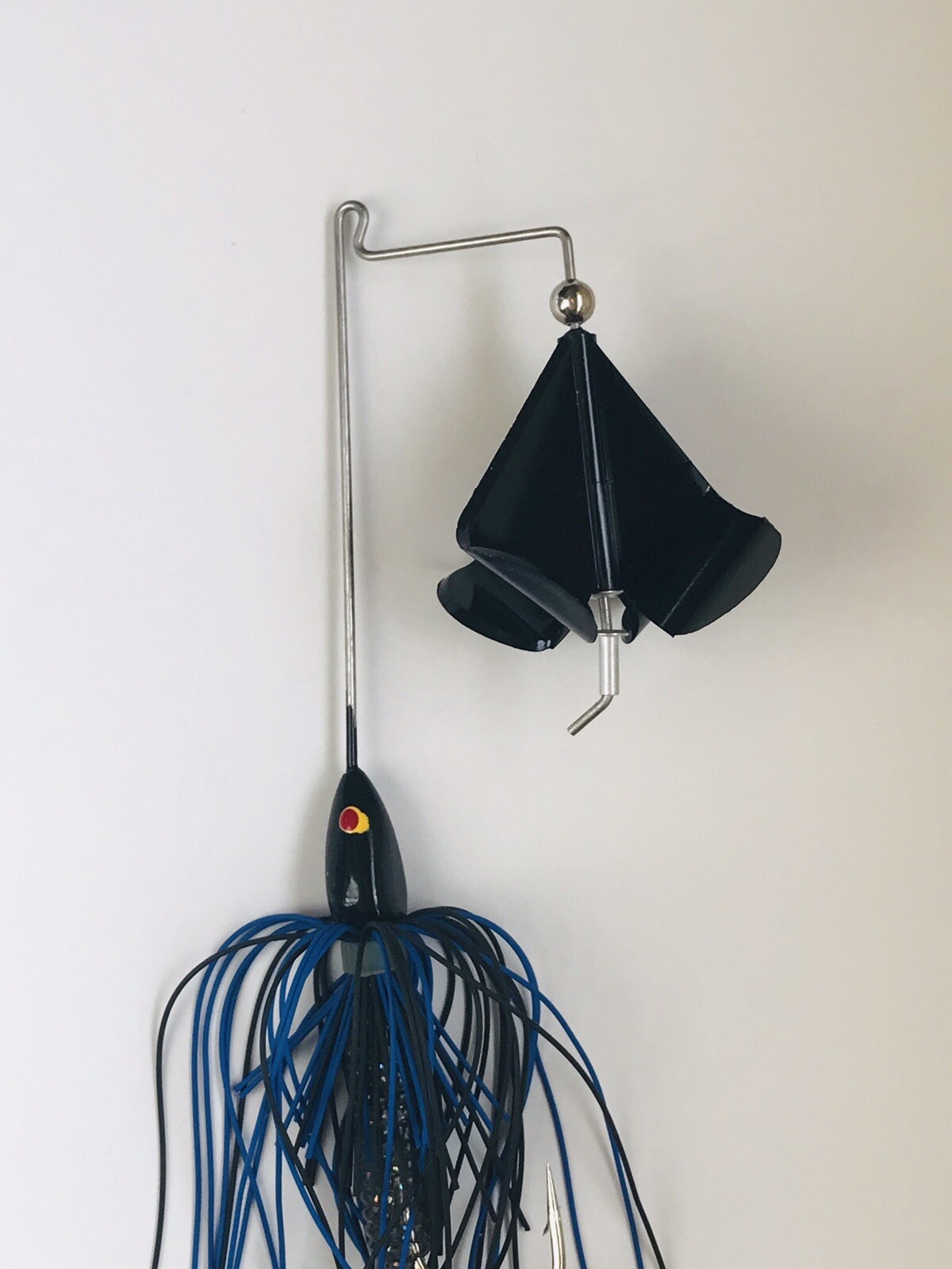 3/8oz Black Buzzbait, 1/4oz Quad Blade w/Black/blue Skirt & Trailer - Image 3