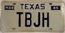 Vanity TB JH license plate Thomas Tom Theo Taylor Tim John Joe Jon James Jim Jan