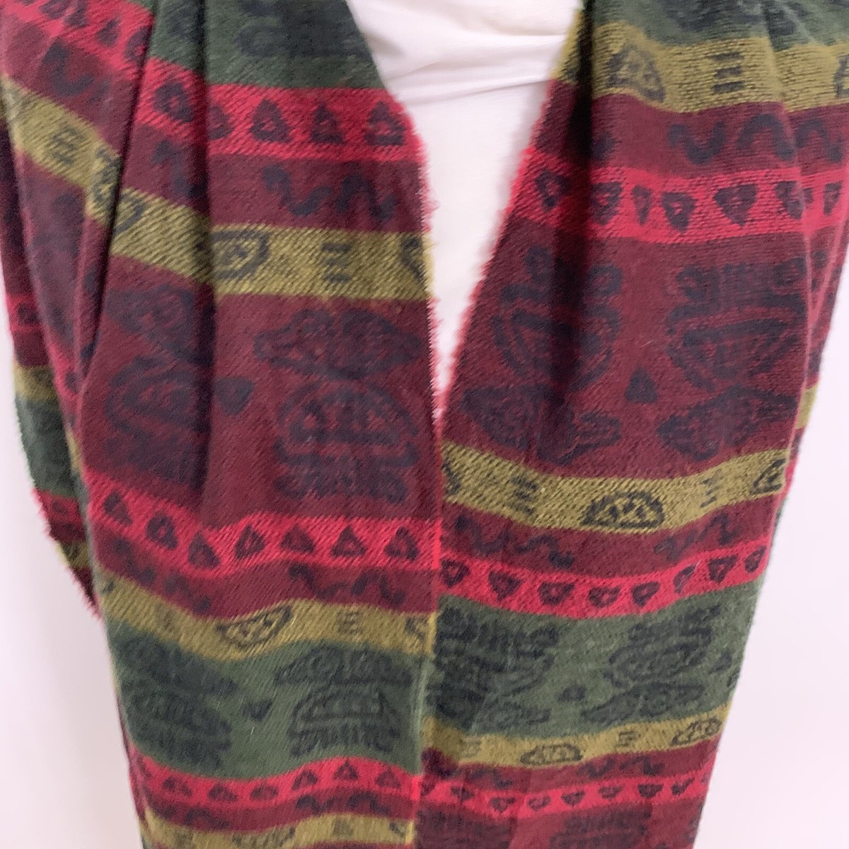 FENDI STRIPES BOHEMIAN RECTANGLE WOOL scarf 82/21 in MADE IN ITALY