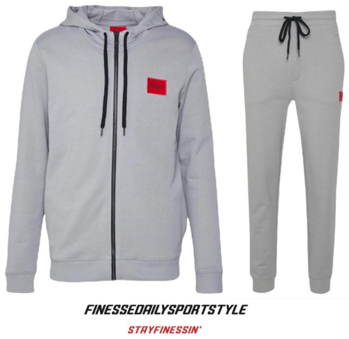 hugo boss tracksuit grey and red