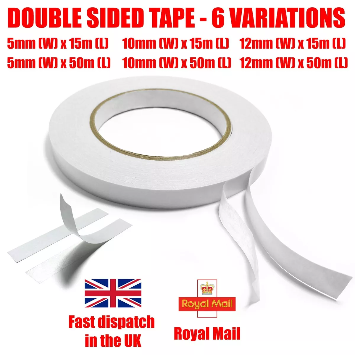 Double Sided Tape Strong Clear Sticky Adhesive DIY Craft Gift Wrap 5mm 10mm  12mm