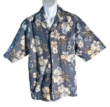 OP Sport Men's Short Sleeve Button Down Cotton Inside Out Floral Shirt Large
