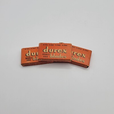 Lot Of 3 Vintage Durex Double Edge Blades Razor Blades Boxes (30+ Razors Total)