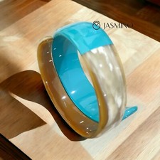 Horn  Lacquer Handmade Bracelets Bangle Mint Blue Unique Cuff Buffalo Jewelry