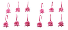 Pink Floral Shower Curtain Hooks 12 Pack Decorative Rustproof Plastic Rings