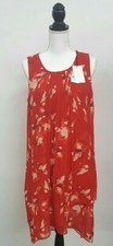 Halston Ruby Red Floating Leaves Women's Midi Dress NWT $129 Choose Size