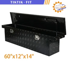 60"x12"x14"Truck Trunk Pickup Aluminum Tool Box Trailer Storage Bed w/Lock Black