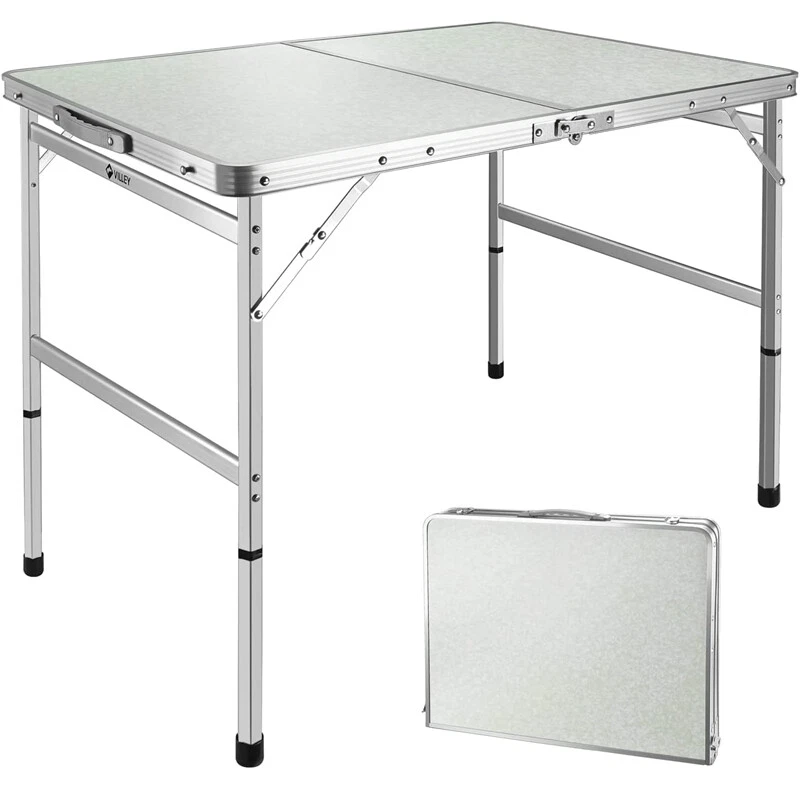 VILLEY Mesa de Camping Plegable Exterior Mesa Portátil con Pata Ajustable 2 pies/3 pies/4 pies Foto 2 de 4