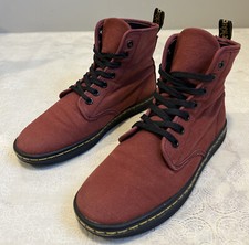 Dr. Doc Martens Shoreditch Maroon Red Canvas Boots Shoes - Women  s Size 6
