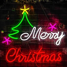 Large Merry Christmas Neon Sign for Wall Decor 19.69 * 13.11&18.11 * 6.57inch...