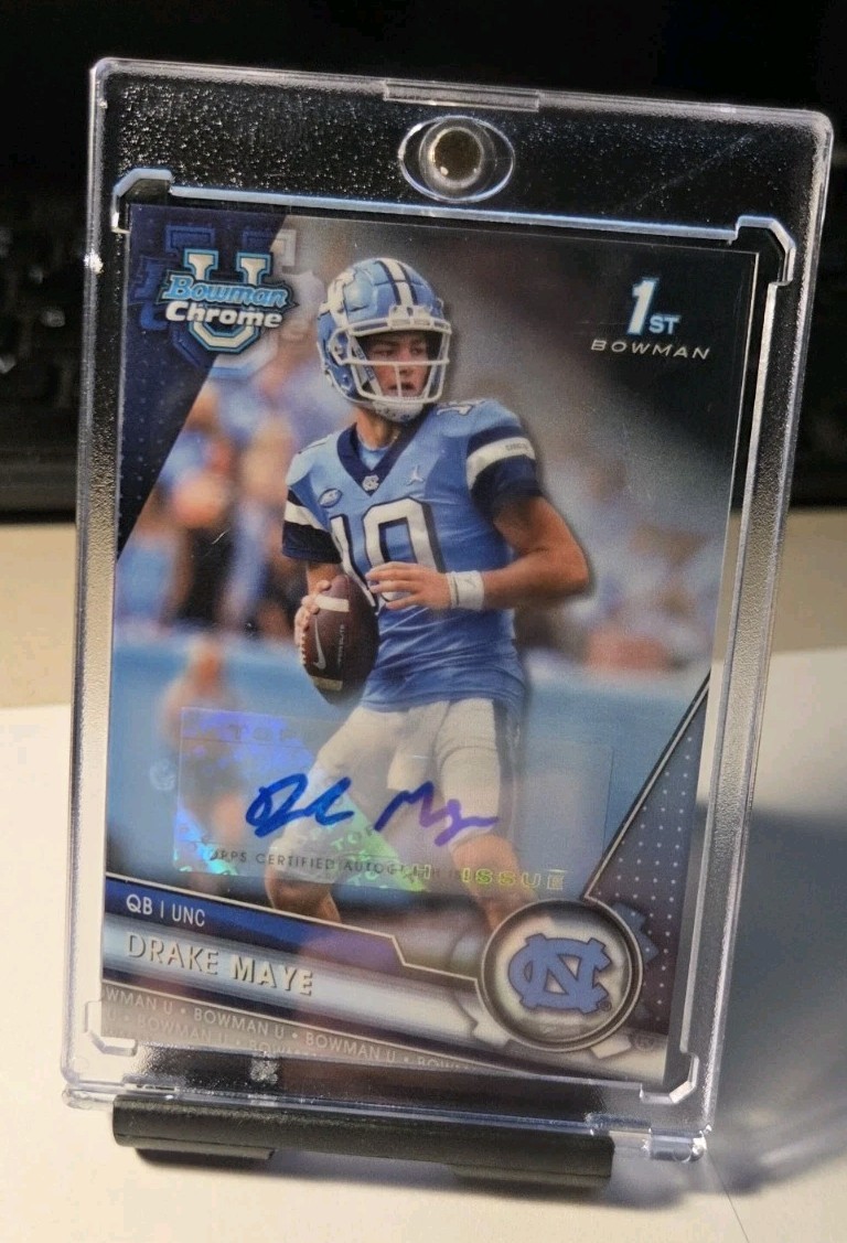2023 Bowman University Chrome Drake Maye #200 (RC) Patriots RC AUTO, 1st Bowman!