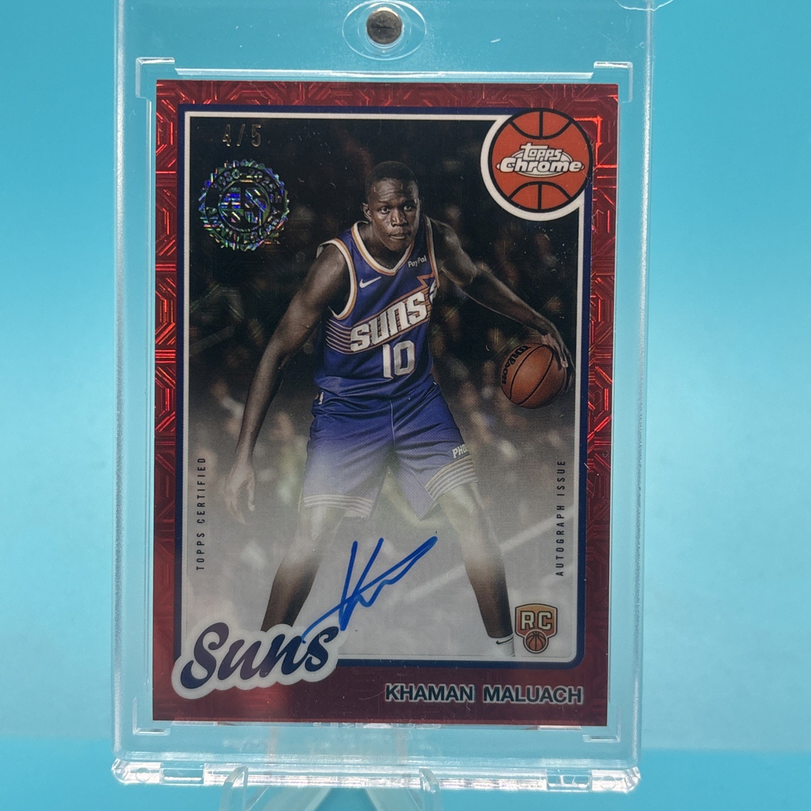 2025-26 Topps NBA Khaman Maluach RC RED MOJO Refractor /5 Rookie Auto On Card
