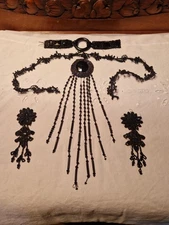 Stunning Victorian Black Pearl Set - Mourning Trims / Costume - v