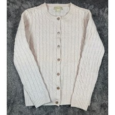 Appleseeds Womens XS Cream Cable Knit 100 Wool Button Front Cardigan Sweater