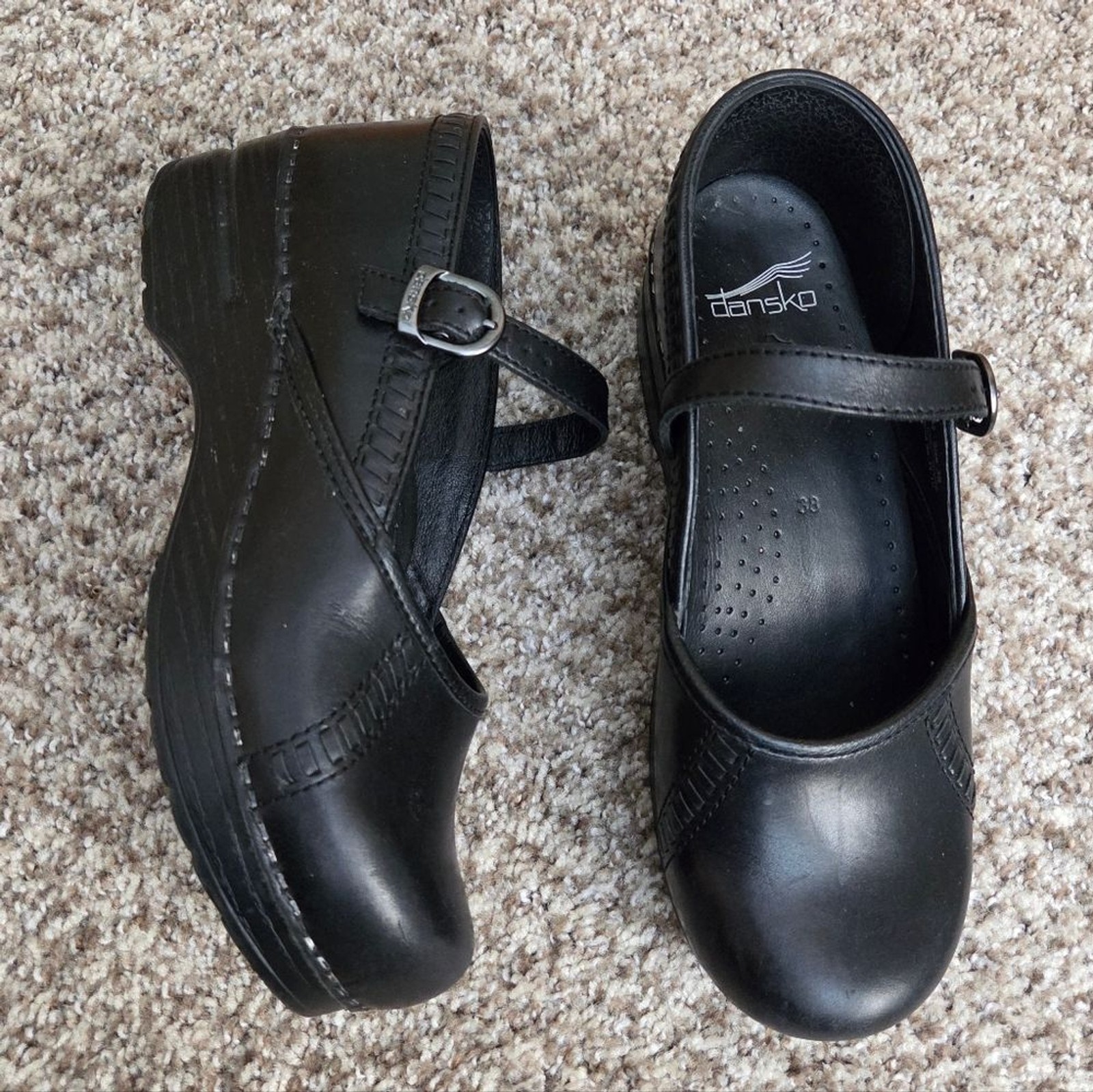 Dansko Black Mary Jane Clogs Shoes Leather