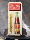 New ListingVintage RC ROYAL CROWN COLA Soda Thermometer Tin Sign~Red/Yellow 40s Bottle Used