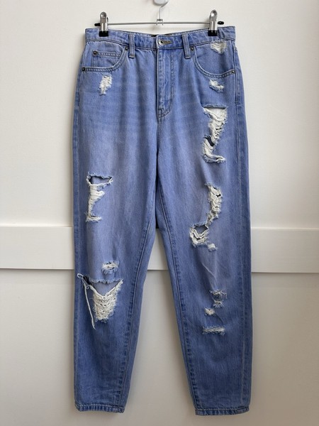 BARDOT Blue Distressed Ripped Jeans Size 10 ~ Tapered Leg