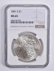 MS65 1881-S Morgan Silver Dollar NGC Brown Lbl *8741