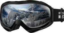 OTG Ski Goggles - Over Glasses, UV Protection, Anti-Fog Lens, Universal Helmet C