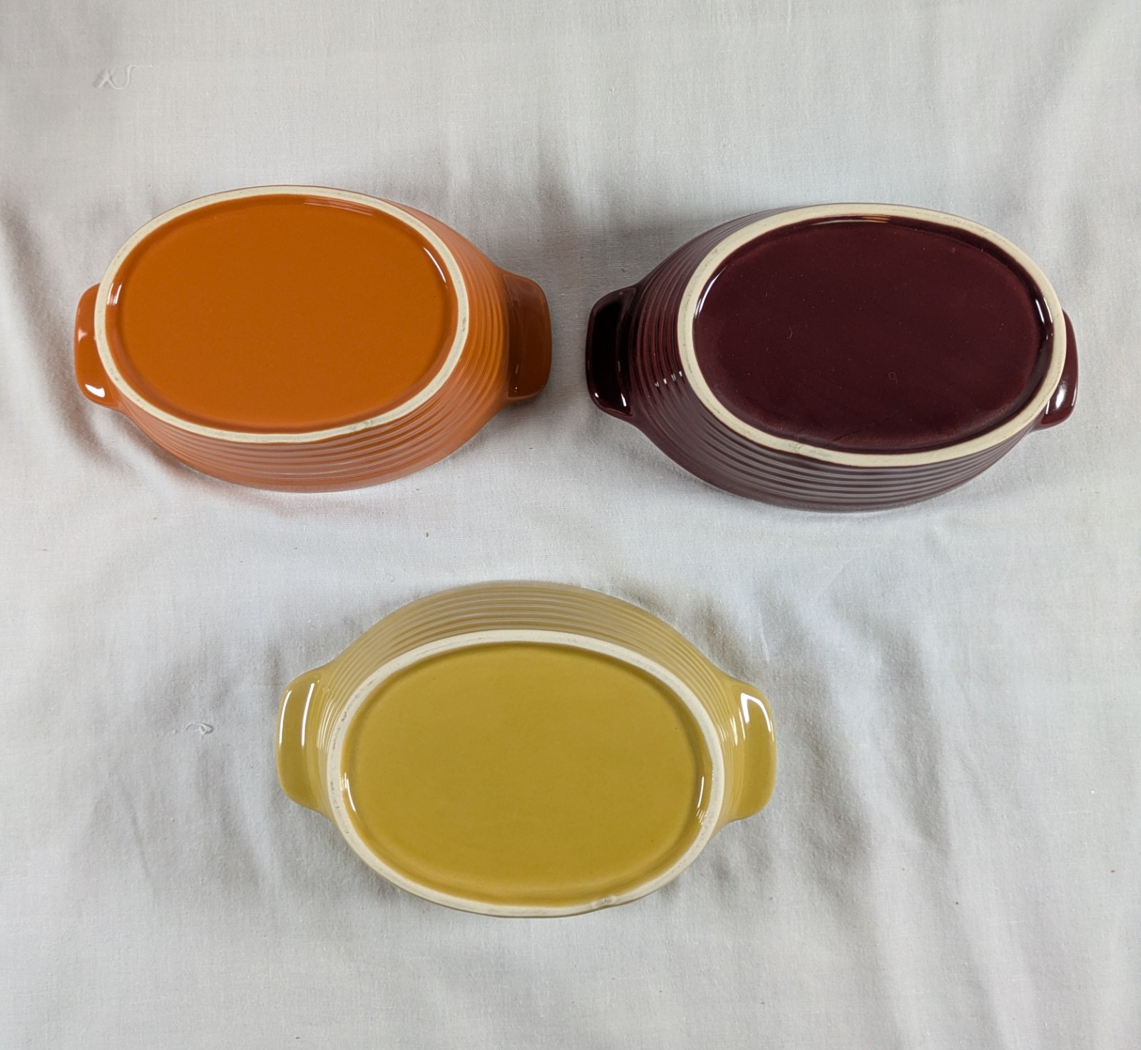 Proctor and Silex Set of 3 Oval Individual Serving Ceramic Casserole Dishes Oven