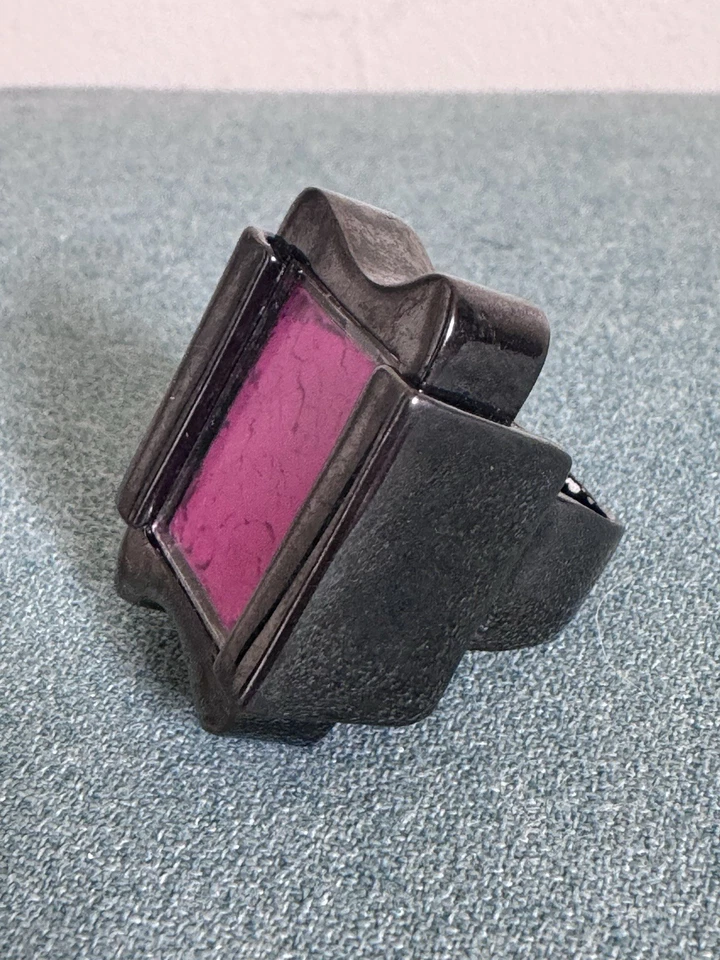 Anillo en polvo fucsia Bex Rox London talla 6,75 punk rockero novedad funky declaración Foto 4 de 4