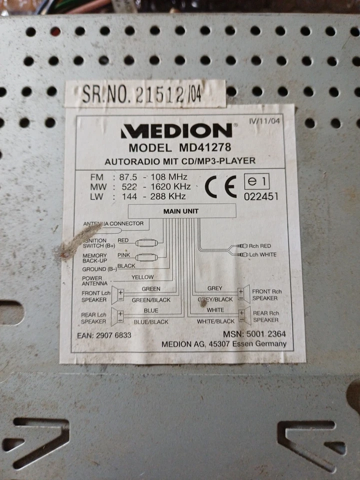 Autoradio Mit CD  MEDION , MODEL MD41278 - Bild 3 von 4