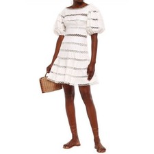 NWT $950 ZimmermannWhite Bowie Contour Hailspot Mini White DressSz 4 Small