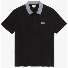 Lacoste Men's Short Sleeve Mini Pique Regular Fit Caviar Croc Polo Black S