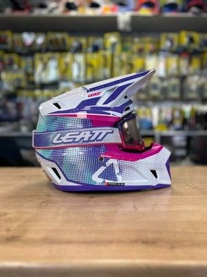 NEW LEATT 7.5 V26 GLOSS MOTOCROSS ENDURO HELMET WITH GOGGLES PIXEL PURPLE