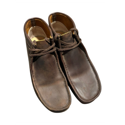 Clarks Originals Wallabee Boot Men 10.5 Brown Distressed Leather Moc Toe Lace Up