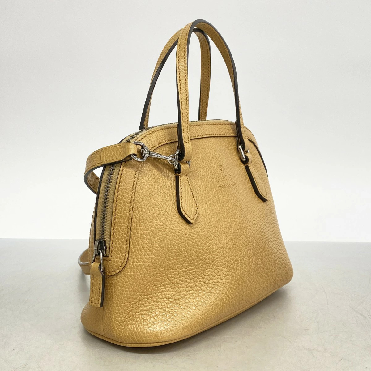 Gucci 2way Leather Handbag Brown Silver Hardware thumbnail 2