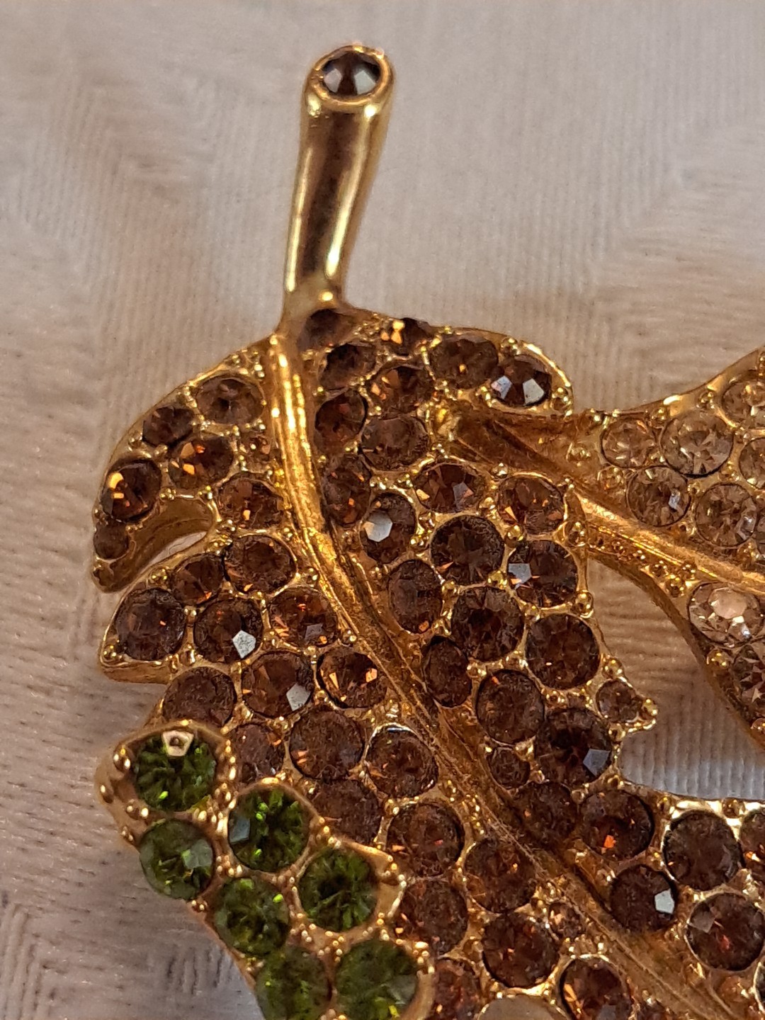 VTG KJL Kenneth Jay Lane Leaf  Goldtone Rhineston… - image 2