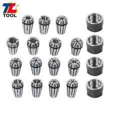 ER11 Collet Set 19 Pack M14 Thread Includes Clamping Nuts 1mm to 7mm Sizes