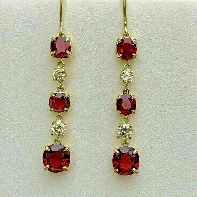 2Ct Round Cut Lab Created Red Ruby Drop Dangle Ea… - image 1