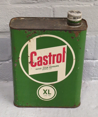 Vintage französische Castrol XL Motoröl Dose / Blechdose 2 Liter gebraucht leer (CAS85)