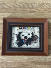 VTG C A Richards Reverse Painted Silhouette Congenial Friends Early America