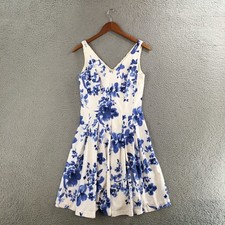 Lauren Ralph Lauren Dress Womens 2 Fit & Flare Sleeveless V-Neck Floral Blue