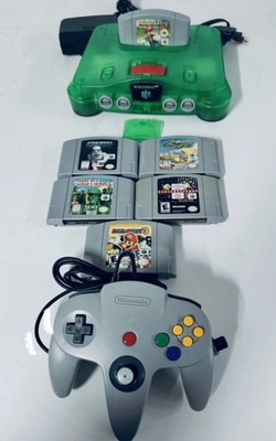 Nintendo 64 N64 Jungle Green With Controller And 6 Classic Games  