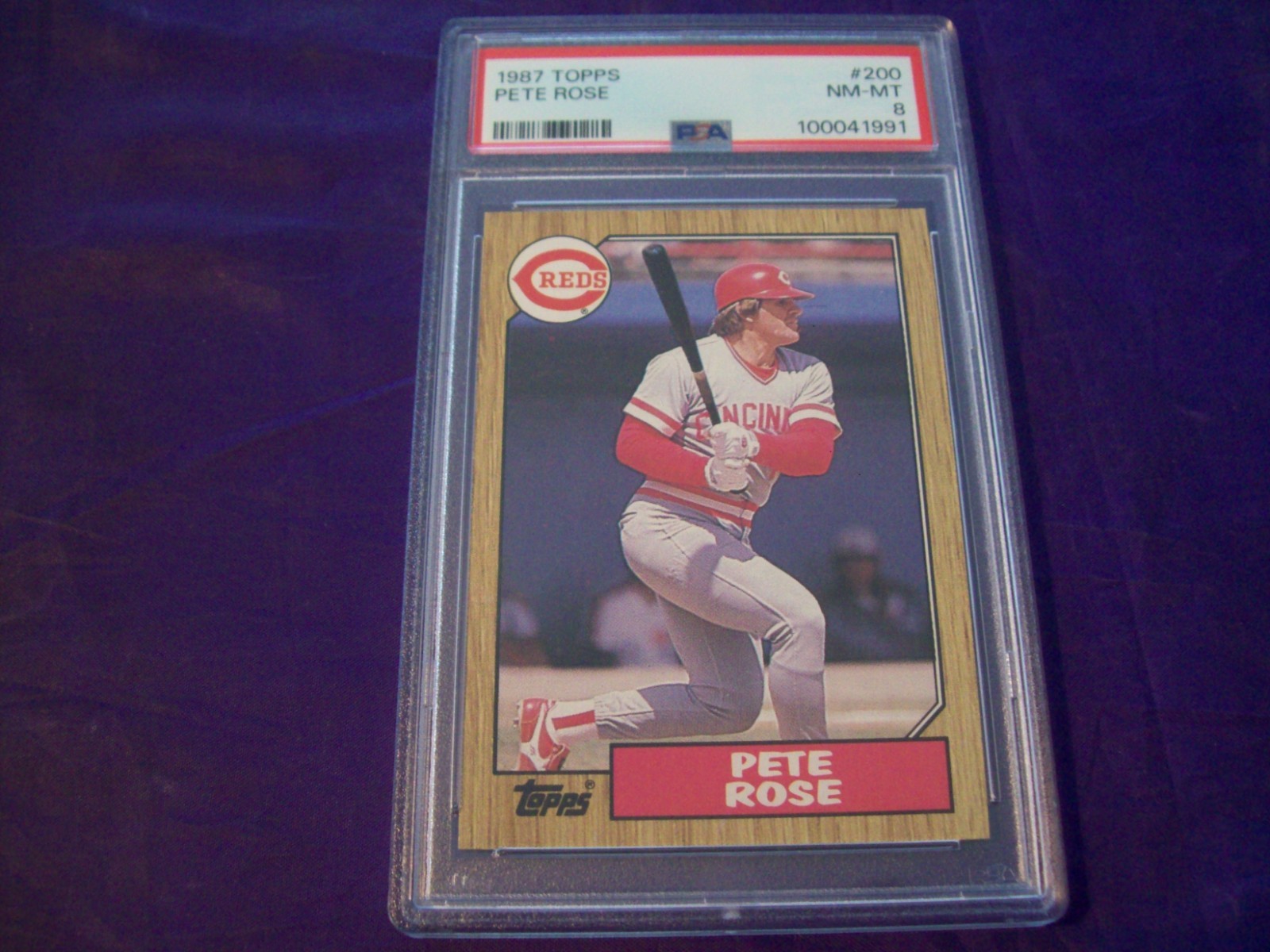 1987 TOPPS #200 PETE ROSE (REDS) (1991) PSA 8