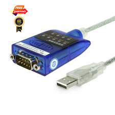 Gearmo USB to Serial RS-232 Adapter with LED Indicators, FTDI 5ft, Black