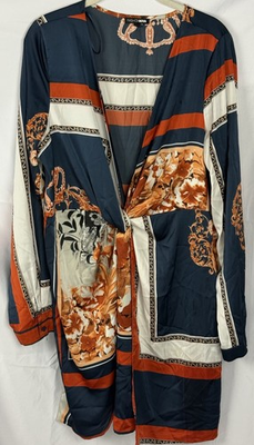 #ad NWT Fashion Nova Sugar Free Multicolor Satin Mini Dress Long Sleeve V Neck Twist $25.00