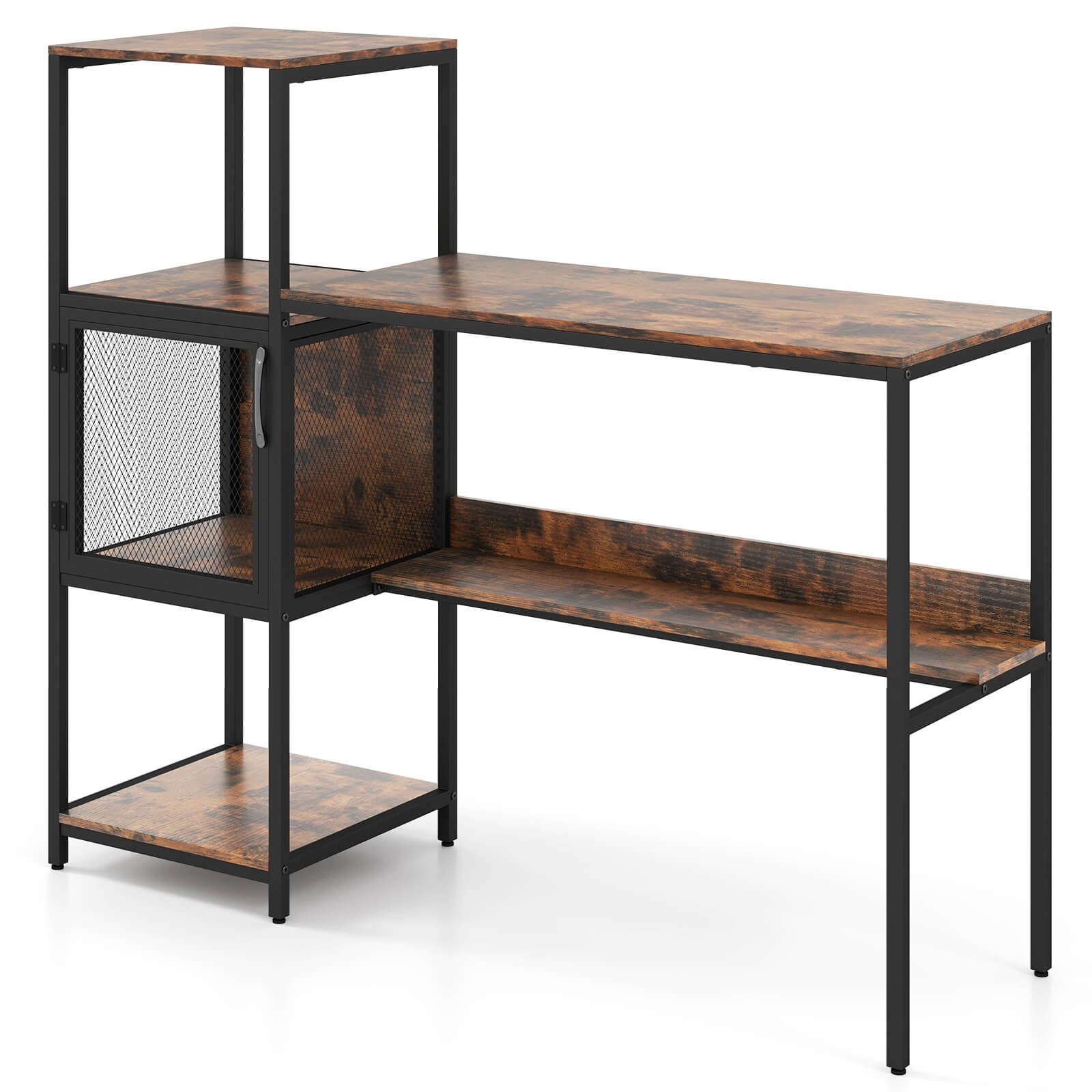 Computer Desk with Bookshelf Large Wide Desktop Storage Shel