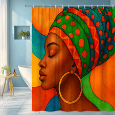 Colorful African Woman Shower Curtain - Artistic Home Decor