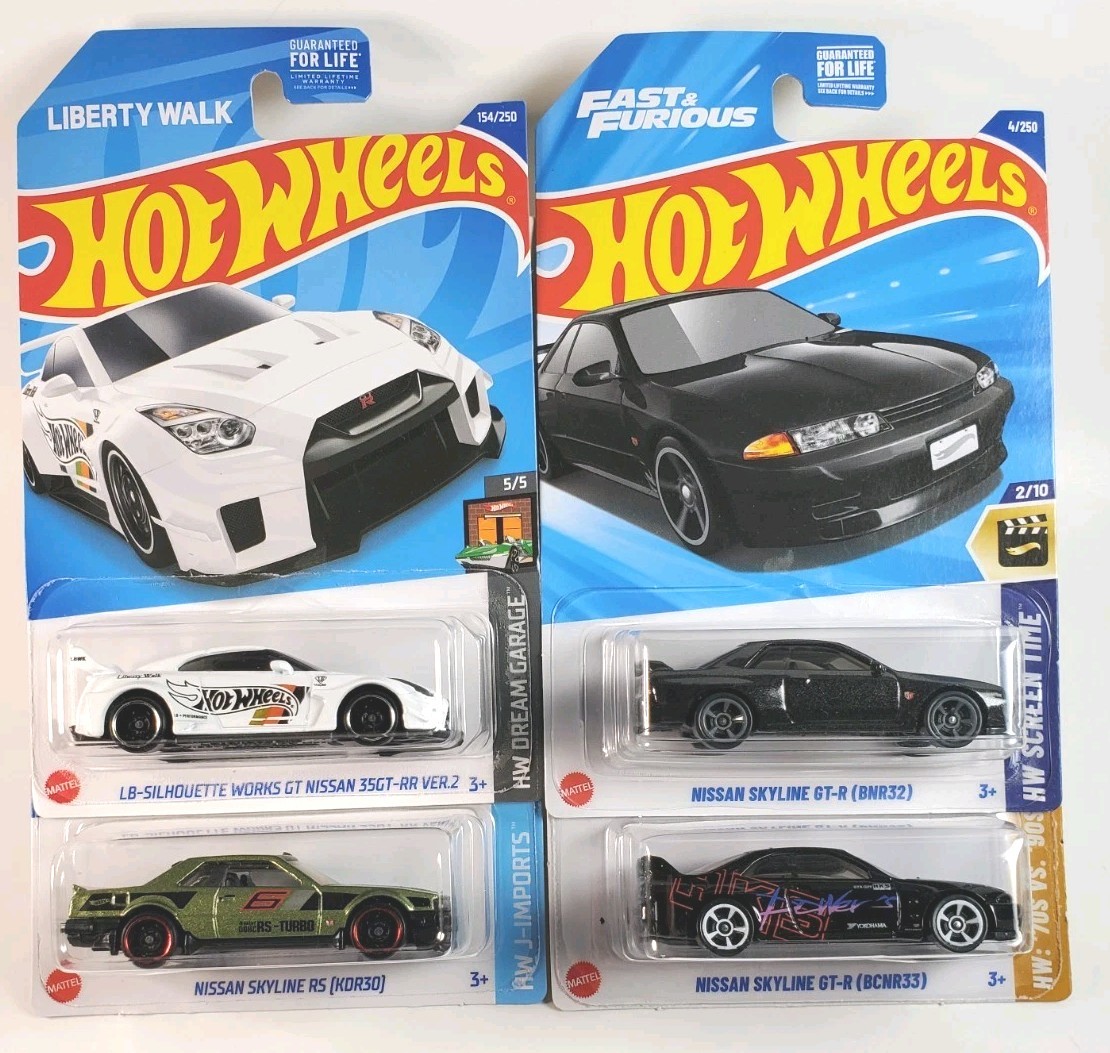 4 Car Lot Hot Wheels Nissan Skyline GT-R32 R33 KDR30 Liberty Walk
