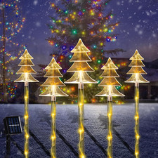 Christmas Outdoor Decorations, Solar Tree Pathway Lights, 5 Pack