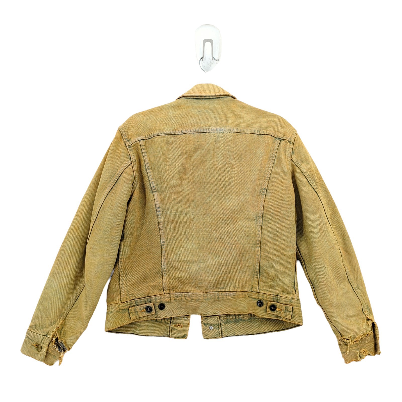VTG 1970s Lee Storm Rider Men Denim Jean Blanket Lined Jacket Yellow Distressed image 7